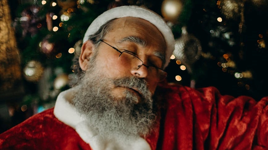 photo of santa claus sleeping